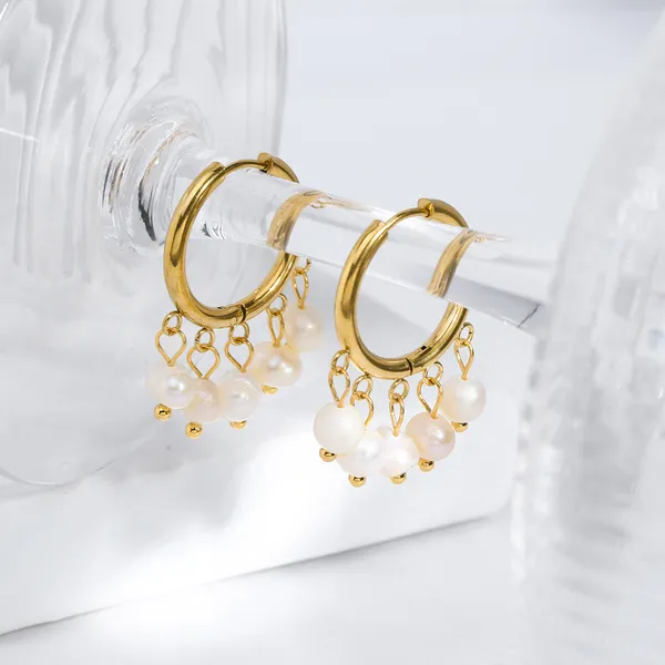 Fashion Women Pearl Huggie Earrings Hoops