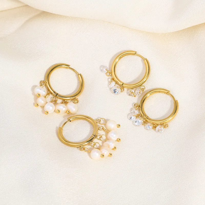 Fashion Women Pearl Huggie Earrings Hoops