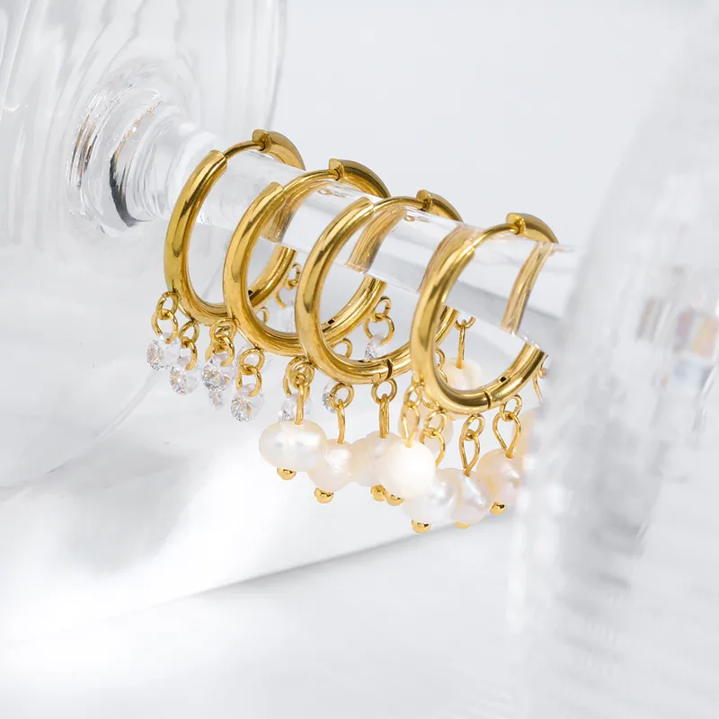 Fashion Women Pearl Huggie Earrings Hoops