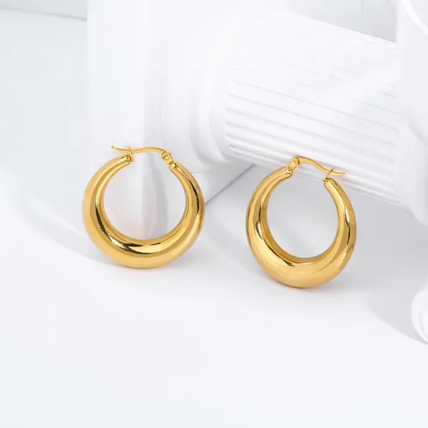 Fashion 18K Gold Plating Women Big Hoop Earrings