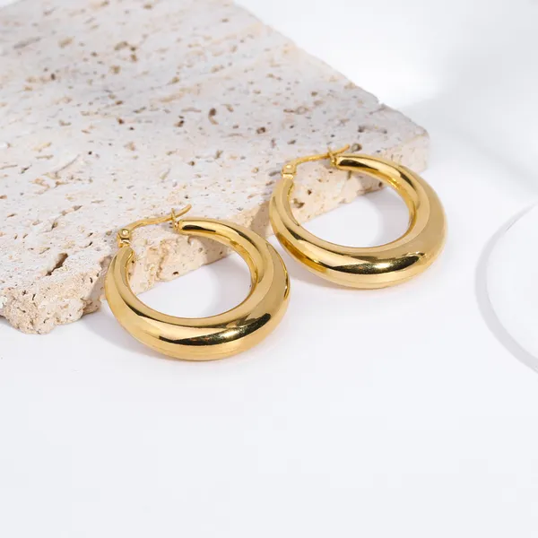 Fashion 18K Gold Plating Women Big Hoop Earrings