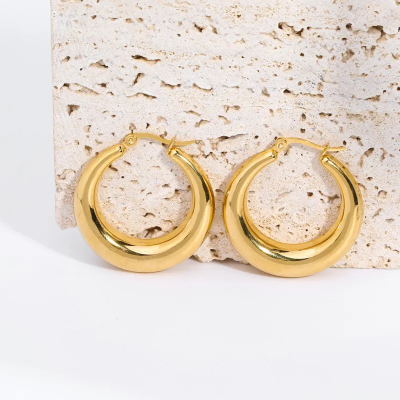 Fashion 18K Gold Plating Women Big Hoop Earrings