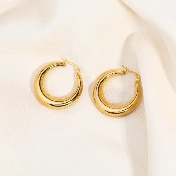 Fashion 18K Gold Plating Women Big Hoop Earrings