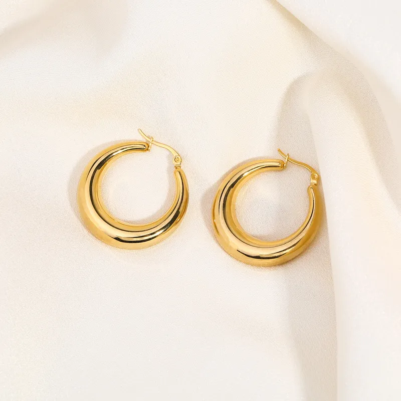 Fashion 18K Gold Plating Women Big Hoop Earrings