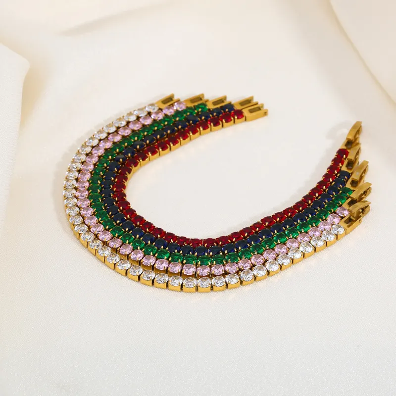 Hot Sales Stainless Steel Color CZ Women Bracelet