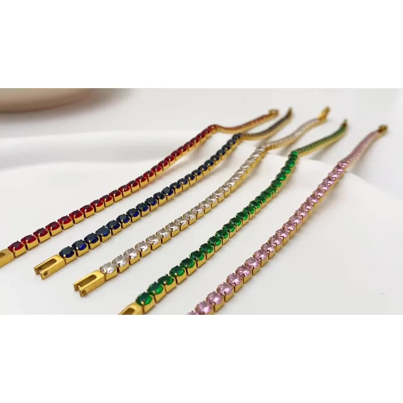 Hot Sales Stainless Steel Color CZ Women Bracelet