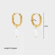 18K Gold Plating Women Huggie Earrings Drop Pearls