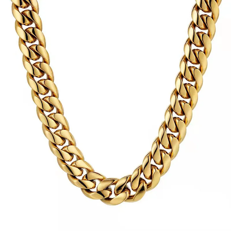 Gold Plated Stainless Steel Premium Cuban Chain Necklace