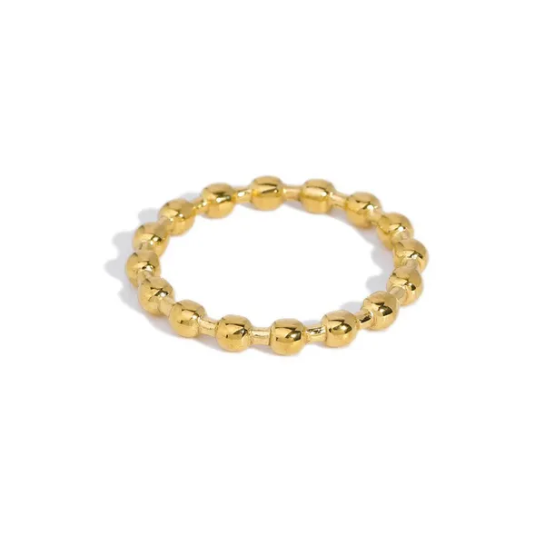 Stainless Steel Gold Plated Classical Beaded Rings