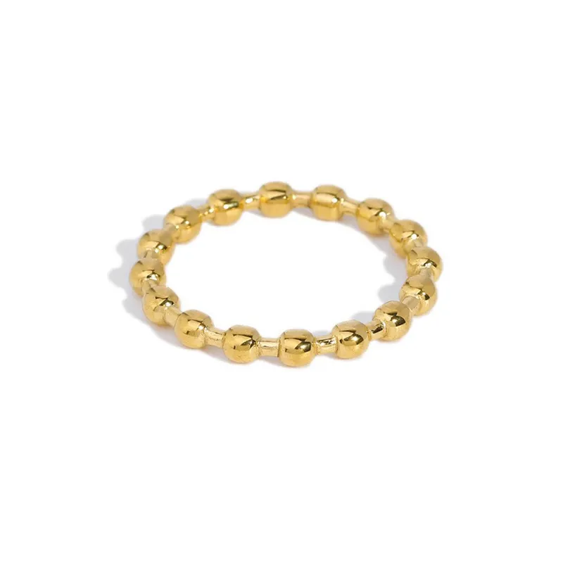 Stainless Steel Gold Plated Classical Beaded Rings