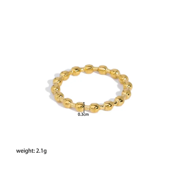 Stainless Steel Gold Plated Classical Beaded Rings