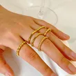 Stainless Steel Gold Plated Classical Beaded Rings