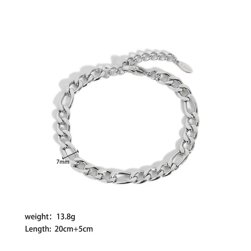 Stainless Steel Silver Color Figaro Anklets