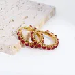 Stainless Steel Gold Plated Pure Color Stone Hoop Earrings