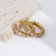 Stainless Steel Gold Plated Pure Color Stone Hoop Earrings