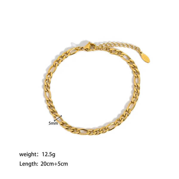 18K Gold Plated Steel Figaro Chain Anklets