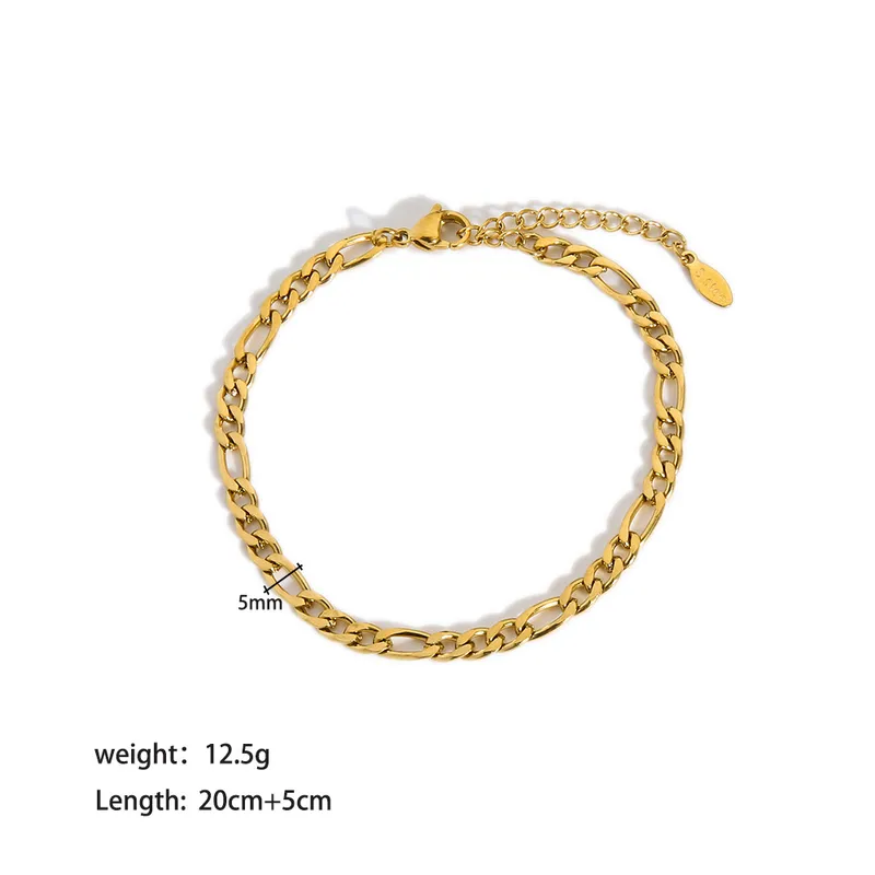 18K Gold Plated Steel Figaro Chain Anklets