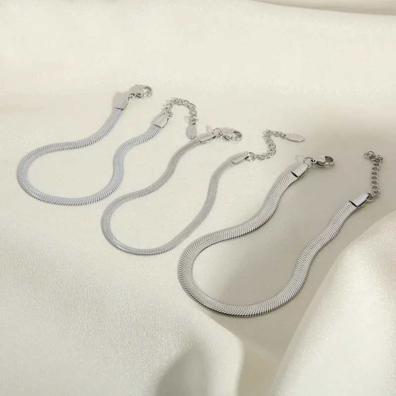 Women Fashion Stainless Steel Silver Color Snake anklet