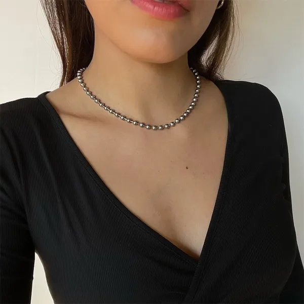 6mm Stainless Steel Fashion Bubble Bead Chain Necklace