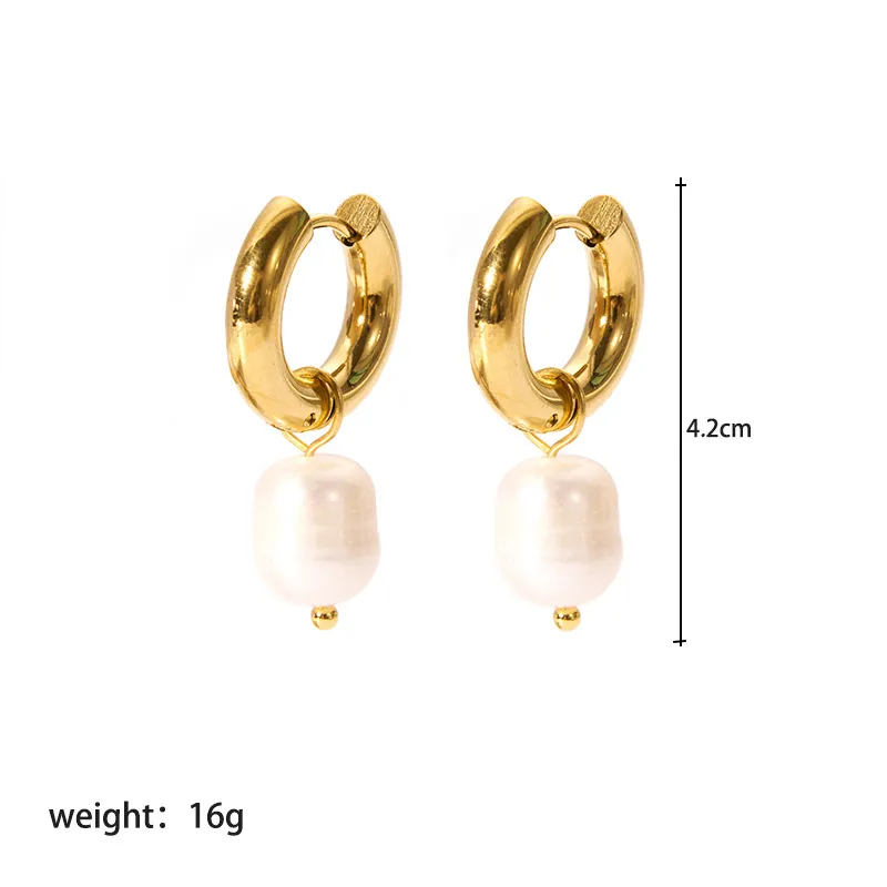 Women Stainless Steel Gold Plated Iced Out Drop Earrings