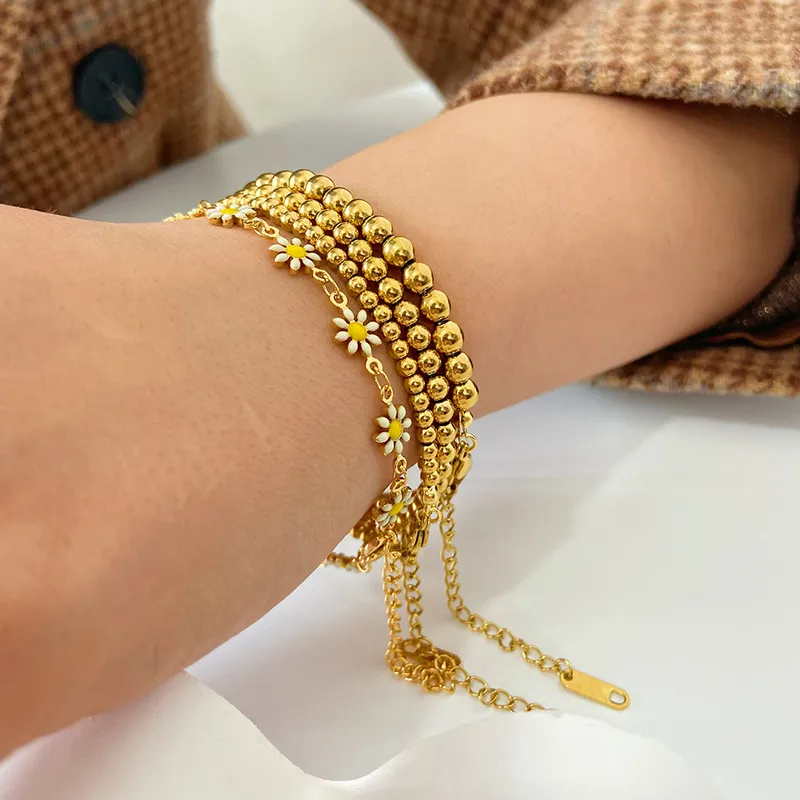 Fashion Women Stainless Steel Beaded  Bracelet