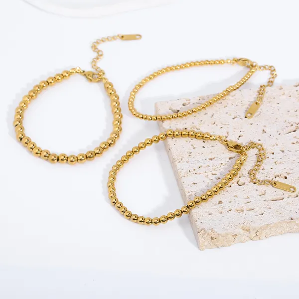 Fashion Women Stainless Steel Beaded  Bracelet