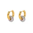 Fashion Women Gold Plated Green CZ Huggie Earrings