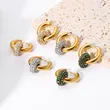 Fashion Women Gold Plated Green CZ Huggie Earrings