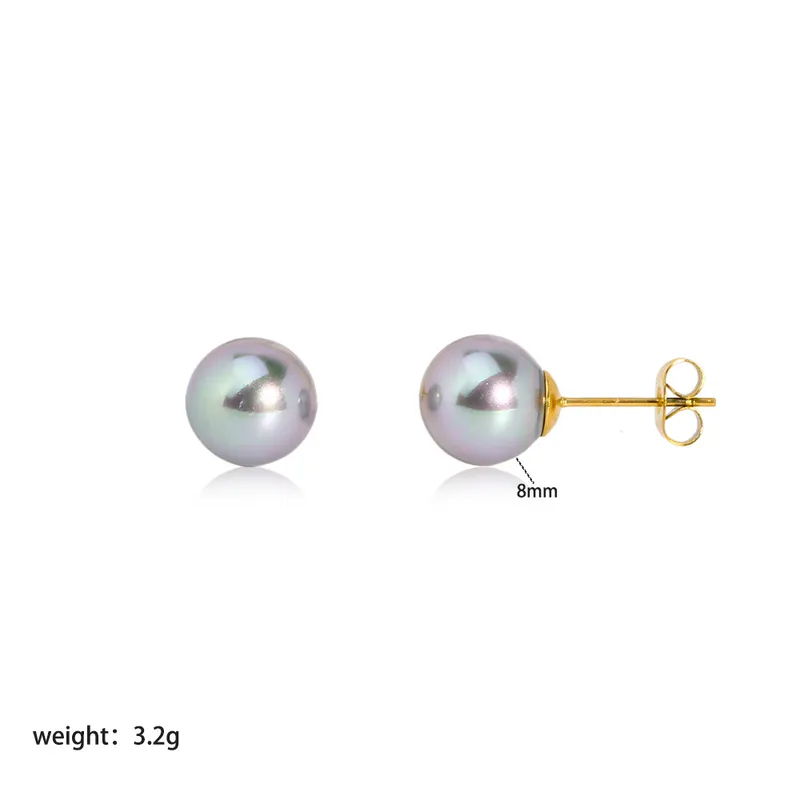 Stainless Steel Tahiti Mother of Pearl Stud Earrings