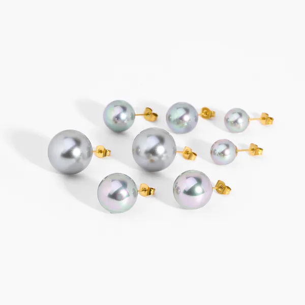 Stainless Steel Tahiti Mother of Pearl Stud Earrings