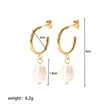 Women Stainless Steel New Pearl Hoop Earrings