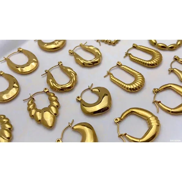 Women Stainless Steel Gold Plated Multi Star Hoop Earrings