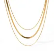 18K Gold Plated Stainless Steel Fashion Triple Snake Chain Necklace