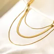18K Gold Plated Stainless Steel Fashion Triple Snake Chain Necklace