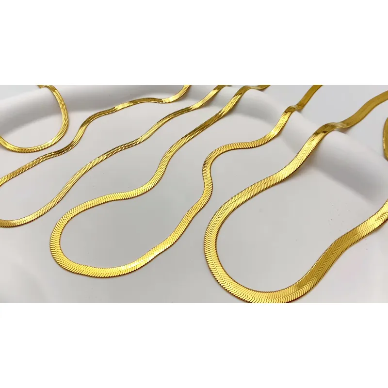 18K Gold Plated Stainless Steel Fashion Triple Snake Chain Necklace