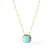 Stainless Steel Fashion Cushion Turquoise Necklace