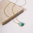 Stainless Steel Fashion Cushion Turquoise Necklace