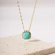 Stainless Steel Fashion Cushion Turquoise Necklace