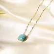 Stainless Steel Fashion Cushion Turquoise Necklace