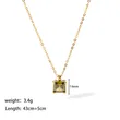 Stainless Steel Color Sqaure Stone Pendnat Necklace