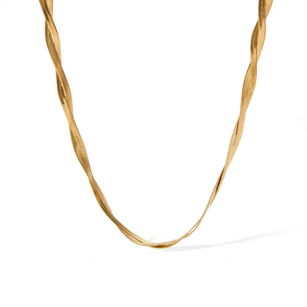 18K Gold Plated Stainless Steel Double Twist Snake Chain Necklace