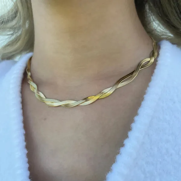 18K Gold Plated Stainless Steel Double Twist Snake Chain Necklace
