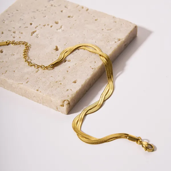 18K Gold Plated Stainless Steel Double Twist Snake Chain Necklace