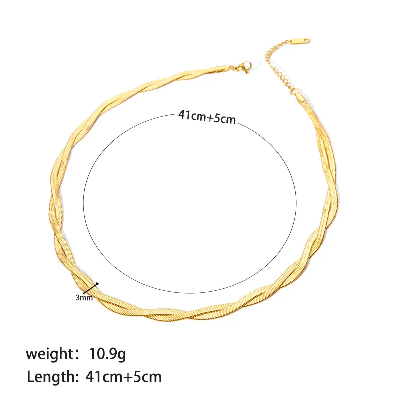 18K Gold Plated Stainless Steel Double Twist Snake Chain Necklace