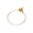 Stainless Steel Mother of Pearl Twist T Bar Women Bracelet