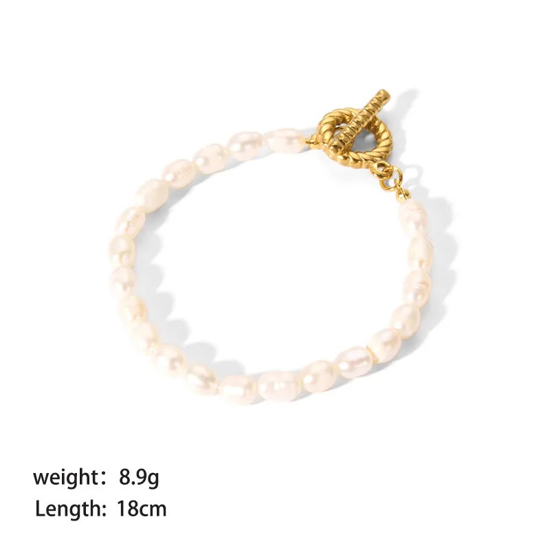 Stainless Steel Mother of Pearl Twist T Bar Women Bracelet