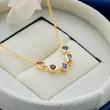 High Quality Stainless Steel Jewelry Necklace Color Stone Setting