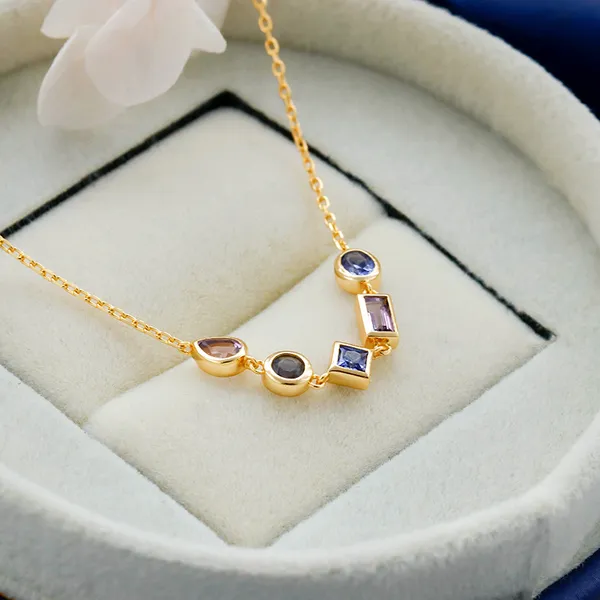 High Quality Stainless Steel Jewelry Necklace Color Stone Setting