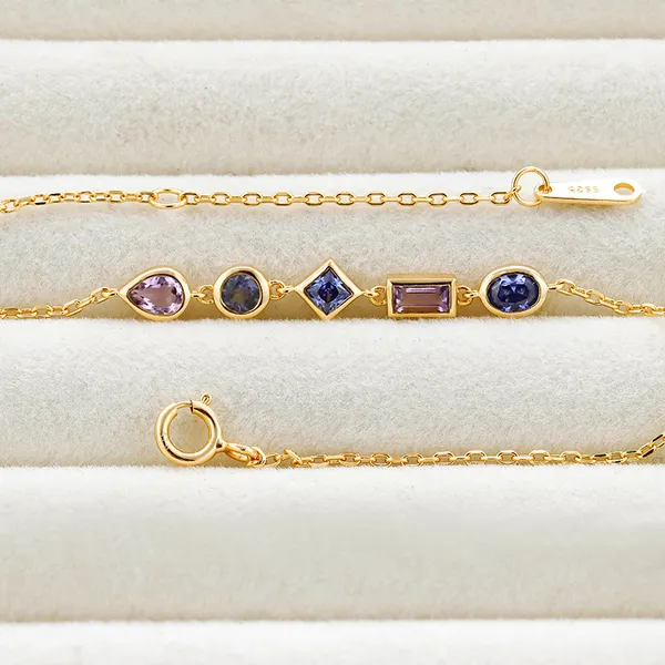 High Quality Stainless Steel Jewelry Necklace Color Stone Setting