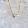 High Quality Stainless Steel Jewelry Necklace Color Stone Setting